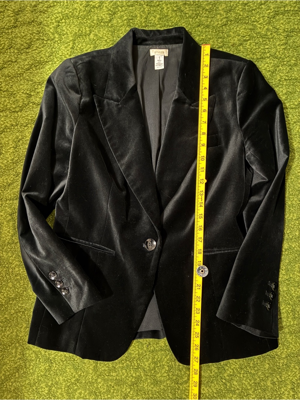 Chico’s Black Velvet Single-Button Blazer - Picture 6 of 10